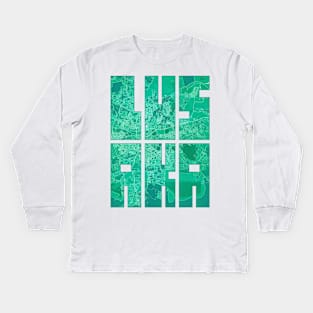 Lusaka, Zambia City Map Typography - Watercolor Kids Long Sleeve T-Shirt